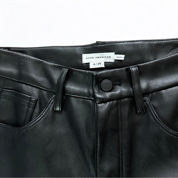 Good American Black Faux Leather Pants Size 8/29 Straight Leg 90s - Picture 4 of 10